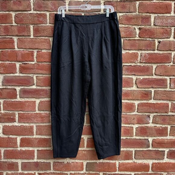 Eileen Fisher $268 Felted Wool Lantern Pant in black petite medium - Picture 1 of 9